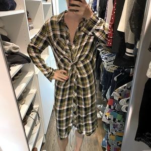 Caslon Twist Front plaid flannel Shirtdress